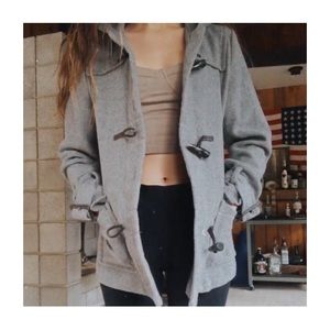 Warm hooded pea coat